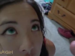 FACE SOAKED IN CUM &commat;Andregotbars Brutal throatfuck for asian babe in her pajamas POV
