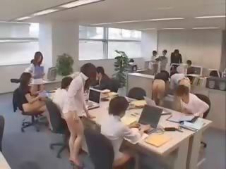 Graceful Asian group of secretaries naked