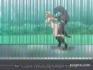 Dögös anime lánya pina szögezték kemény által szörny nál nél a zoo
